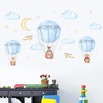 Zviera teplovzdušný Balón stenu Nálepka pre deti izby škôlky, pozadia, tapety, dekorácie, Nástenné Art Obtlačky Cartoon nálepky