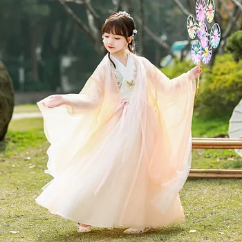 Čínske Tradičné Ľudové Tanečné Šaty Dievčatá Tanečný Rozprávkový Kostým Hanfu Dievčatá Princezná Šaty Nastaviť Deti Cosplay Party Oblečenie