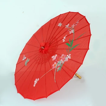 Čínsky 82cm Červený Dáždnik Peach Blossom Slnko Slnečníky Bamboo Paper Craft Dáždnik Tradičné Tanečné Farba Parasol Svadobné Rekvizity