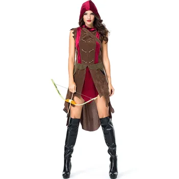 Ženy Archer Huntress Kostým, Šaty Halloween Purim Karnevalové Kostýmy so Šípkou Taška