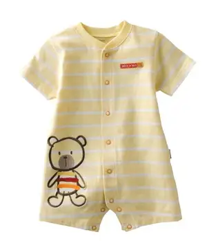 Žltý Prúžok dieťa chlapcov, šaty, oblek novorodenca telo obleky leto, bavlna dieťa remienky krátke rukávy